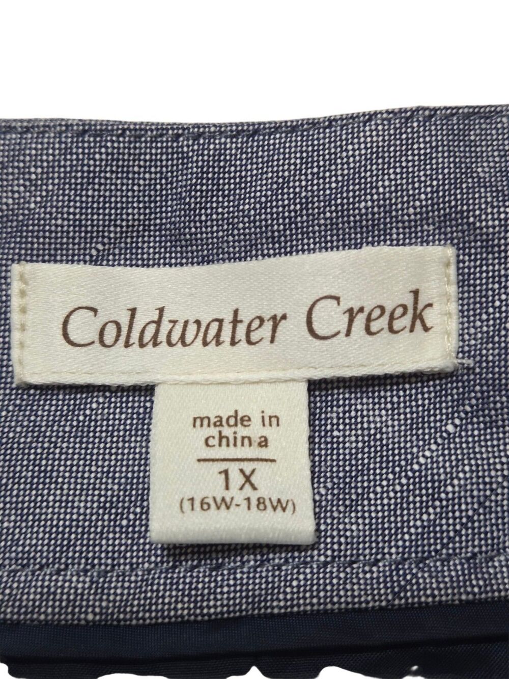 Coldwater Creek Linen Blend Side Zip Midi Skirt Plus Size 1X Blue Flare K161 - Picture 3 of 9